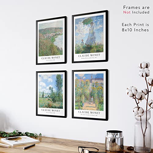 Claude Monet Wall Art Prints, Famous Artist Paintings, Aesthetic Vintage Decor, Green, Unframed, 8X10 Inch #TOP5
