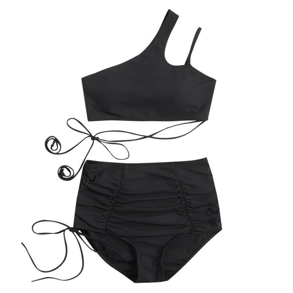 Bikini noir métallisé pour sublimer vos après-midis à la plage en L