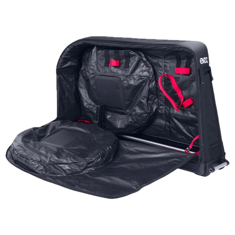 EVOC BIKE BAG PRO Fahrradkoffer (zusammenfaltbare Fahrrad-Transporttasche für Renn-, Gravel-, XC-, FR-, Enduro-, DH- & ≤29“-Räder, CLIP-ON WHEEL 3.0, max. Radstand 130 cm, BIKE STAND PRO), Black