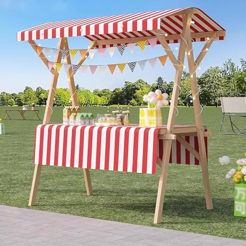 Składany, Drewniany Stojak Na Jedzenie Na Targ Uliczny I Targowisko, Przenośne Stoisko Handlowe W Wielu Kolorach – Idealny Na Pokazy Rzemiosła, Czerwony, 150 X 60 Cm/59,1 X 23,6 Cala