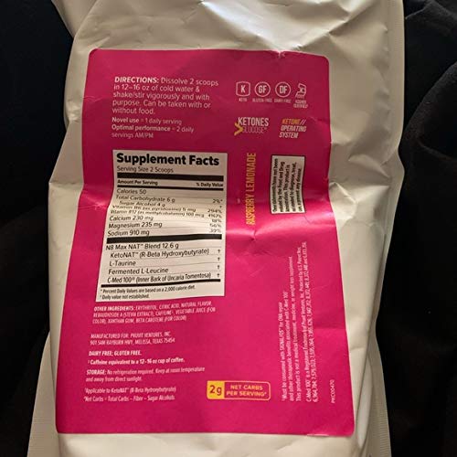 Pruvit Keto OS NAT Charged Raspberry lemonade, New Sealed Bulk Bag 25 servings