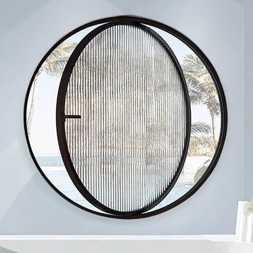 TWHZSAI Ventanas Redondas de Vidrio giratorias - Ventanas metálicas de Repuesto de Montaje Empotrado de 40, 50, 60, 70, 80 y 100 cm de diámetro - Ventanas de ventilación giratorias de 360° para Uso