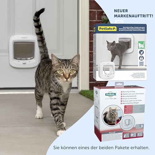 PetSafe Mikrochip Katzenklappe, Selektiver Zugang für Ihre Katze, hält fremde Tiere draußen, Katzen bis 7 kg, Weiß, 1 Stück (1er Pack)