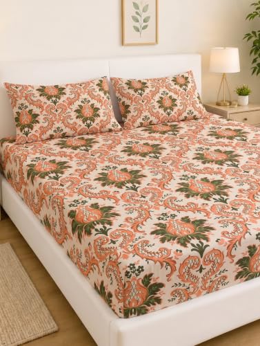 Image of Mafatlal King Size Bedsheet with 2 Pillow Covers (274 x 274 cm) | 140 GSM Microfiber | Soft, Breathable & Fade Resistant| Easy Care | Ivory Cream