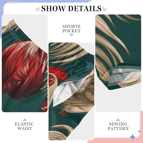 ZZXXB Retro Cock Pattern Boys Long Pants Soft Trousers Elastic Waist Kids Lounge Bottoms with Pockets S-XL4