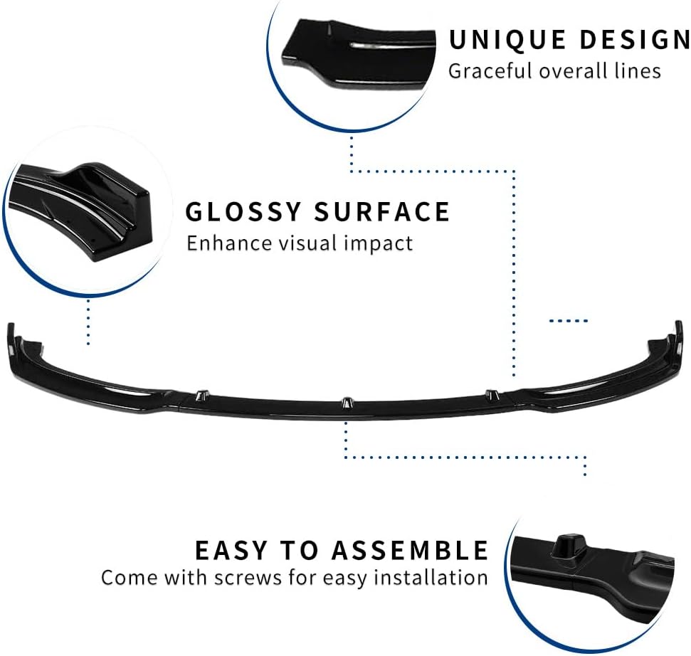 Front Lip Compatible with 3-Series F30 F31 Regular Bumper Model (Gloss Black, 2012-2018 F30 Base)