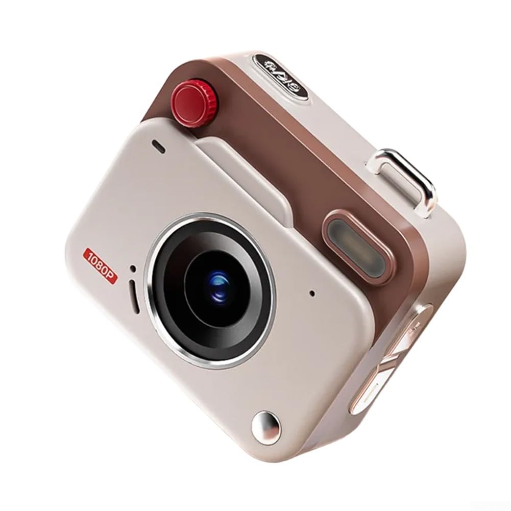 CCD Mini-Digitalkamera, Retro, 48 MP, tragbare Studentenkamera, 1080P FHD, kompakte Digitalkameras mit 1,7-Zoll-LCD-Bildschirm für Kinder, Mädchen, Jungen (Braun)