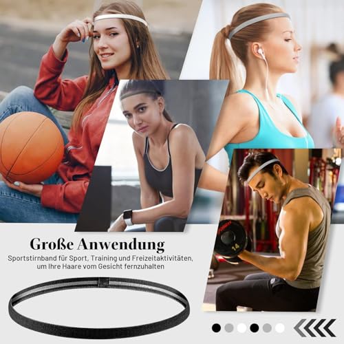 6 Stück Haarband für Herren, Elastische Sport Haarband für Jungs, Jungen, Männer und Damen - Rutschfest und Dünn für Yoga, Fußball, Joggen