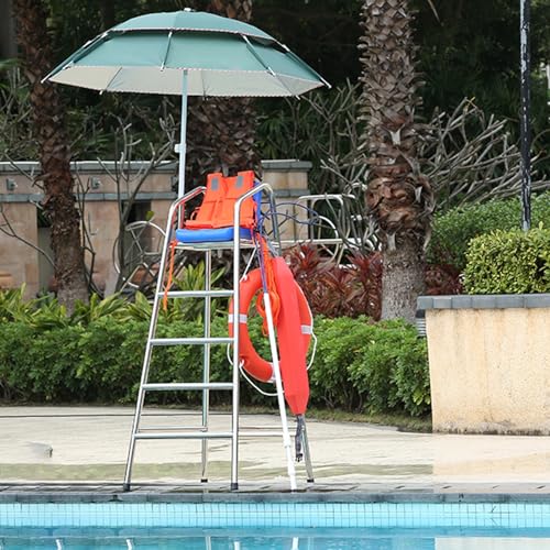 Genérico Escaleras para Piscinas Silla de Salvavidas Acero Inoxidable Observación de Salvavidas Playa Piscinas Cancha de Tenis Árbitro Salvavidas Altos, Silla de observación de Salvavidas de Acero in