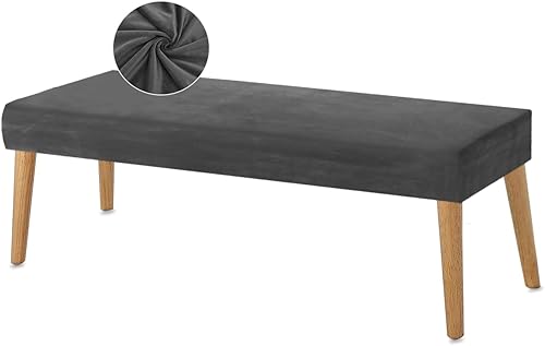 NeColorLife Funda protectora de terciopelo grueso para banco de comedor, funda protectora rectangular elástica para comedor, sala de estar,