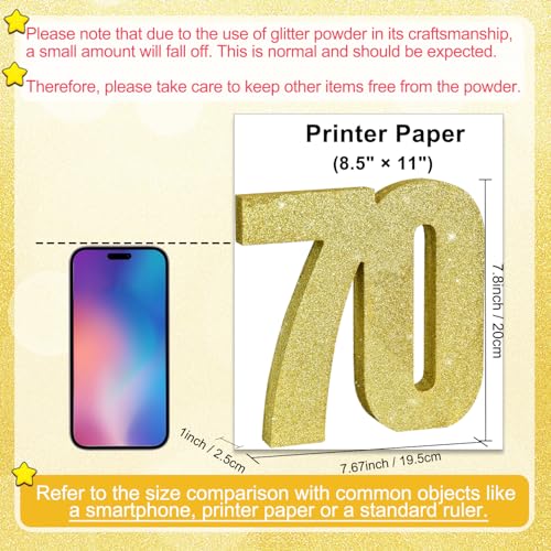 Image of TONIFUL 70th Birthday Decoration for Men and Women,70th Anniversary Decoration,Glod Glitter 70th Birthday Centerpieces for Party Decoration,Number 70 Centerpiece Table Decoration