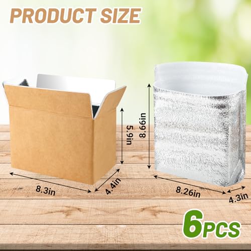 Image of UNIFAMILY 6pack Small Insulated Shipping Box with 6pcs Aluminum Foil Liner, Cold or Hot Shipping Boxes for Food, Reusable Styrofoam Cooler Mailing Box for Hot Frozen Food Delivery