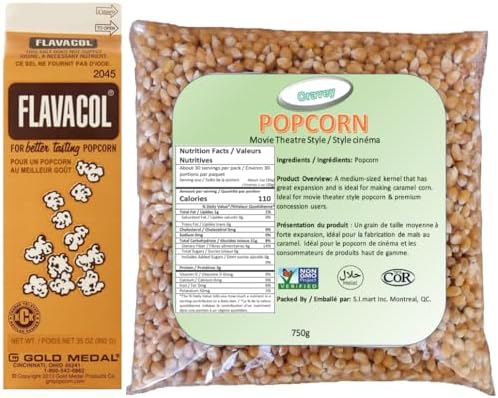Original Flavacol 1 kg with Cravey authentic popcorn kernels Movie theatre style 750 g
