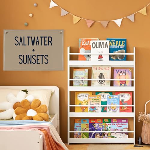 Image of Beach Room Decor Banner, Boho Coastal Saltwater Sunsets Wall Art Linen Canvas Banner Flag for Aesthetic Room Decor, Playroom Nursery Surf Decor,Housewarming Gift, Beach Gifts boyroom