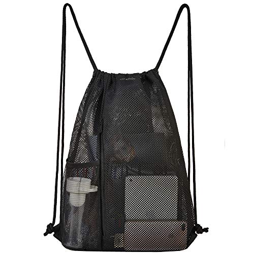 Uspeclare Heavy Duty Mesh Drawstring Bag For Soccer Ball，Beach Toys -Drawstring Backpack Sports Gym Bag #TOP6