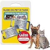 LuckyPet Slide-On Pet ID Tags, Personalized Dog and Cat Tags in 3 Sizes, Silent, Chew-Proof Stainless Steel Collar Tags, Custom Engraved, Fits Buckle or Snap Style Collars, Large, Open Ends