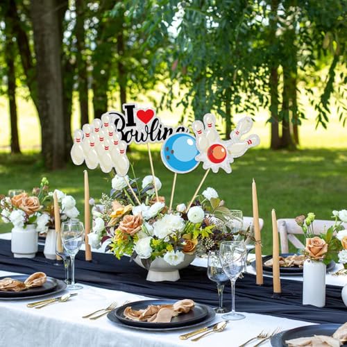 Image of Bowling Theme Centerpiece - Set of 16: Sticks, Jar, Shoe, Ball Games, Table Toppers, Funny Kit, Sport Theme Party Supplies