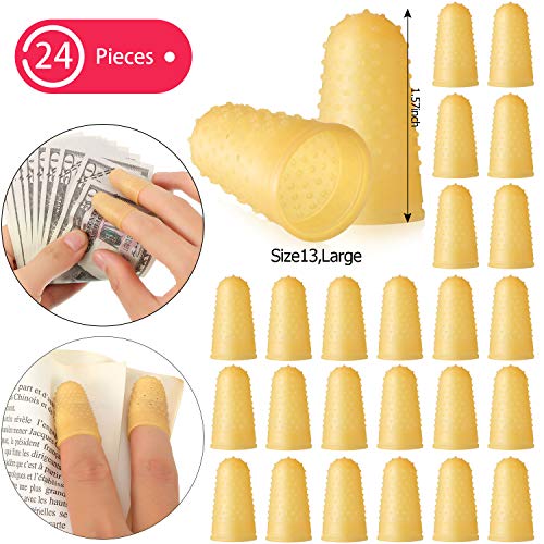 24 Pieces Rubber Fingers Tip Fingers Covers Rubber Finger Pads Grips Thick Reusable