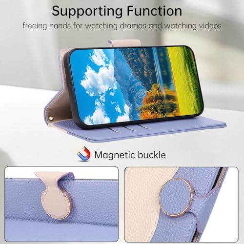 Étui portefeuille magnétique iPhone 17 vert avec cordon long bandoulière