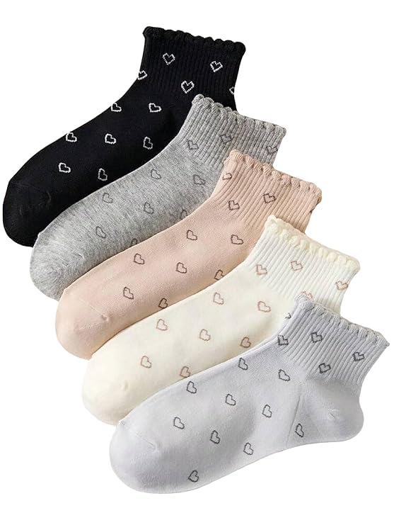 Women Girls Ankle Length Cotton Socks Pack of 5 Multicolor Odor Free Soft Breathable Stylish Trendy Sports Casual Comfort Fit Durable Quality All Season Cotton Socks-picture-32