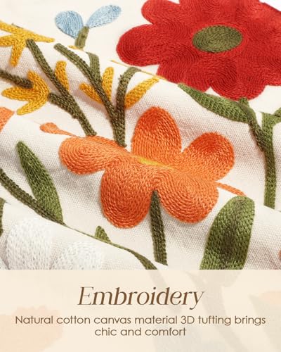 Miss Adola Embroidered Canvas Table Runner 13"x72", Wild Flower - Image 3