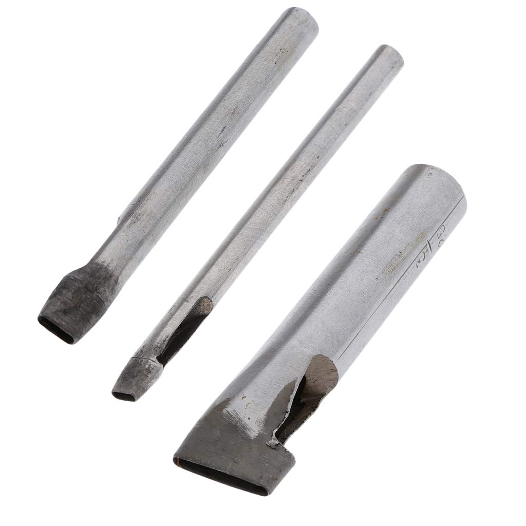 Set di 5 punzonatrici a forma ovale per guarnizioni della cintura in pelle, 3 x 25 mm, argento