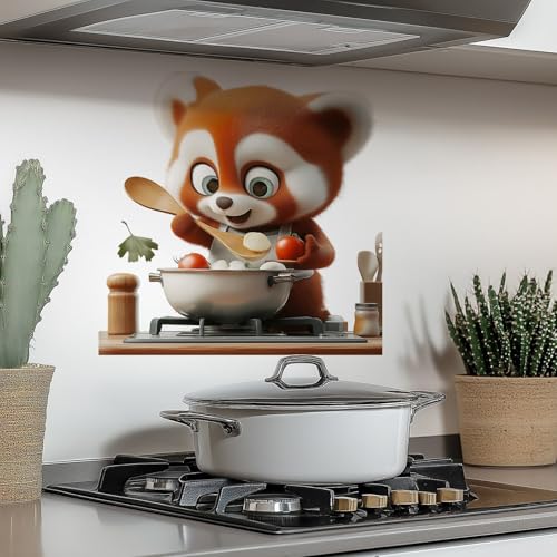 Vinilo Decorativo Panda Rojo 3D Cocina, Vinilo de Pared miniatura 5
