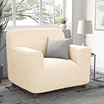 PAULATO BY GA.I.CO. Chair Cover - Armchair Cover - Armchair Slipcover - Soft Polyester Fabric Slipcover - 1-Piece Form Fit Stretch Stylish Furniture Protector - Microfibra Collection - Cream (Chair) - Image 2