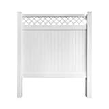 ATME Privacy Fence Panels with See Through Topper 6ft.H x 6ft.W White Vinyl 1 Full Set of Panel and 2 Pcs Post