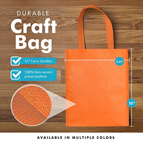 Simply Green Solutions - Plain Tote Bag, Thick Reusable Gift Bag With 16-Inch Handles, Use As Goodie Bags, Party Favor Bags, Halloween Tote Bag, Orange Gift Bags, Pack Of 25 #TOP2