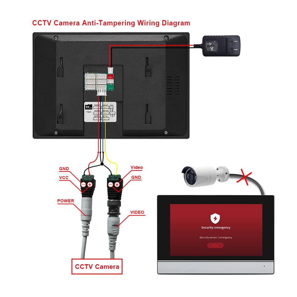 Bezprzewodowa kamera do drzwi 1080p z monitorem TY WiFi, 10 cali, duży ekran dotykowy, wideodomofon, dwukierunkowy domofon, elektroniczna funkcja ramki, 8 języków