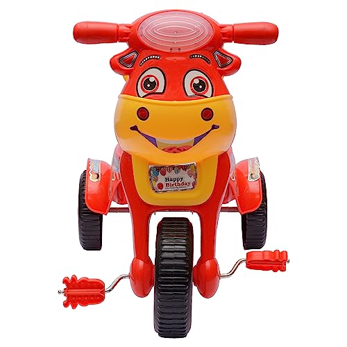 Image of Happy Birthday with EVA Wheels Kids /Baby Tricycle, Cycle for Kids, Tricycle for Kids for 1.5 to 5 Years, Baby Cycle and Under Seat Storage with Music & Lights (RED)