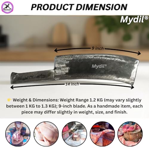 Image of Brand - Heavy Duty Meat Cleaver and Butcher Knife, Truck Spring Premium High-Carbon Stainless Steel Iron Sharp Blade, for Cutting Meat, Bones, Hand-Made Iron Steel Knife