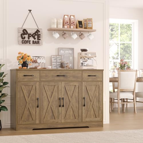 image for HOSTACK Buffet Sideboard Cabinet with Drawers, 55