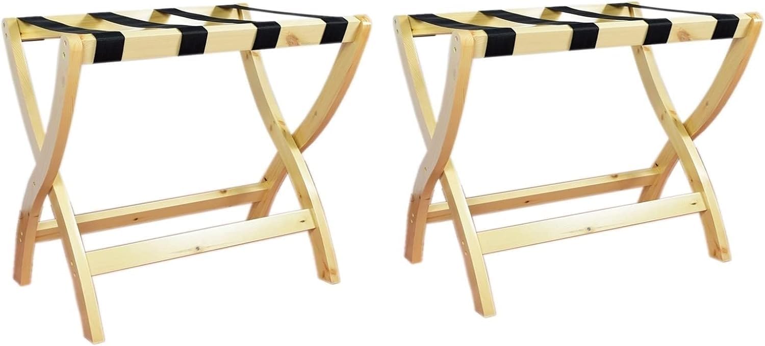 Solution de rangement en lot de 2 porte-bagages pliables bois massif 60x40x60 cm pour valise