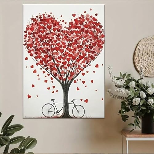 Impression sur toile style bohème rétro poster cœurs rouges déco murale maison