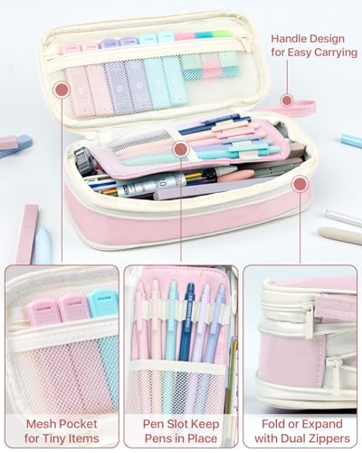 Four Candies 56PCS School Supplies with Pencil Case, Stationery Set, Pink - Image 4