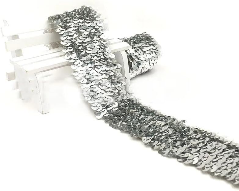 GIOTEL Sequin Ribbon 10yard 4.8cm Elastic Sequins Bead Lace for Home Sewing Trim Skirt Pillow Dance Dress Accessories Wedding Decoration Sequin Trim (Color : 8)