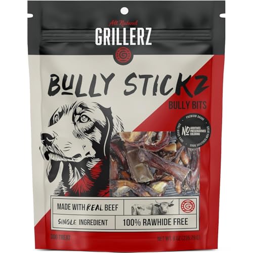 Grillerz Bully Bits 1/2 lb Bag 8 oz All Natural Dog Treat for All Breeds Dog Chew for Healthy Teeth