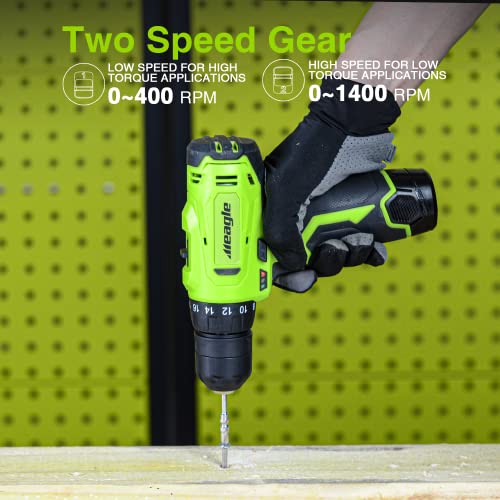 Meagle Cordless Drill, 12V Power Drill Set With Battery & Charger, 2 Variable Speed Electric Drill 18+1 Torque Setting, 3/8” Chuck With Drill Bits& Tool Bag #TOP3