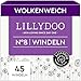 LILLYDOO hautfreundliche Baby Windeln - Größe 8 (17+ kg),Halbmonatsbox (45 Stück), Sicherer Auslaufschutz, Weich, Parfümfrei, Ohne Lotionen & Farbstoffe für empfindliche Haut, Dermatologisch getestet