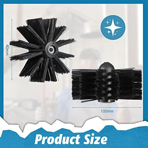 Chimney Brush Chimney Cleaning Brush Chimney Sweep Brush Nylon Brush Head Flexible Fireplace Cleaning Tools for Sweeping Drain Duct Vent Cleaning Fireplace Flue Fume Hood, 3.94 Inches/ 10 cm, Black