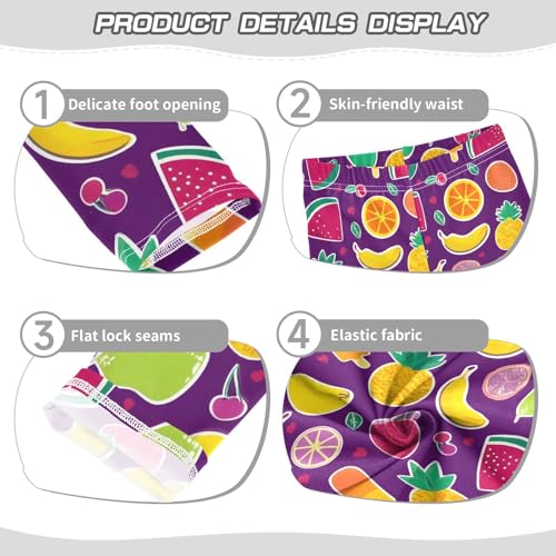 ALAZA Girls' Leggings Children's Yoga Pants Skinny Printed Dance Bright Purple Fruit Comfortable 4T2