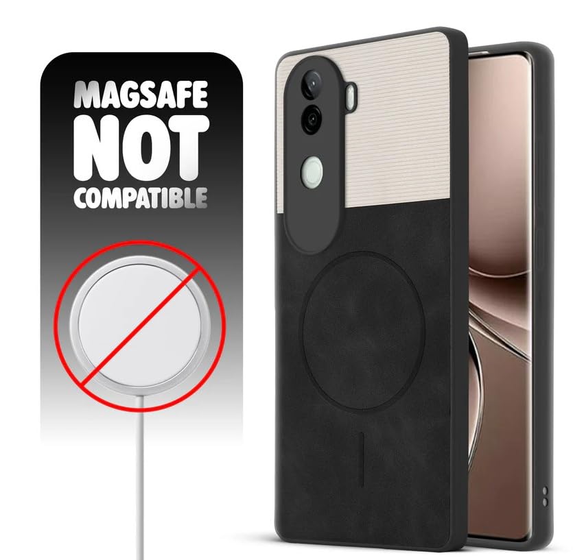 Image of Bintage CASE Dual-Leather Mac Safe Design Phone Case| Soft Touch Finish | Full Camera Protectection Back Cover Compatible for iQOO I2403 /iQOO Z9s 5G - White & Black