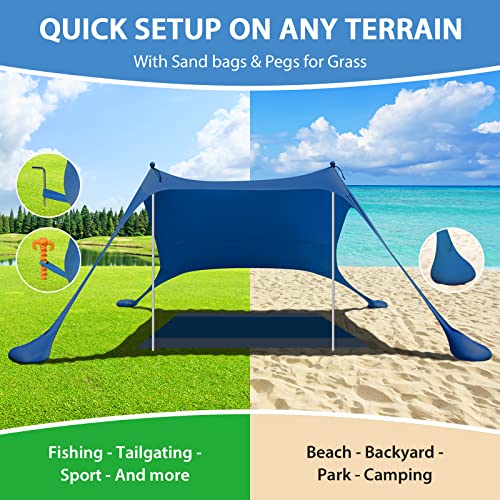 Pop Up Beach Tent Sun Shelter Upf50+, 7.8X7.8 Ft Windproof Sun Shade With Beach Blanket, 2 Stability Poles, Carrying Bag, Sand Shovel, Outdoor Shade Canopy For Camping Trips,Fishing,Picnics,Backyard #TOP4
