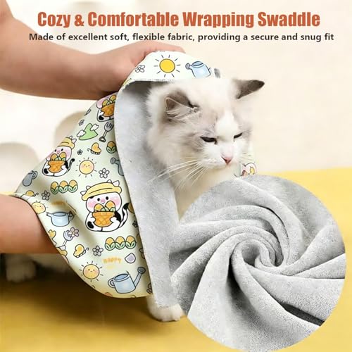 Image of 35.5'' Cat Grooming Wrap with Nails Clipper | Self-Adhesive, Anti-Escape Calming Swaddle, Soft Fabric, Comfortable & Reusable, For Cutting Nails, Ear Cleaning, Medication