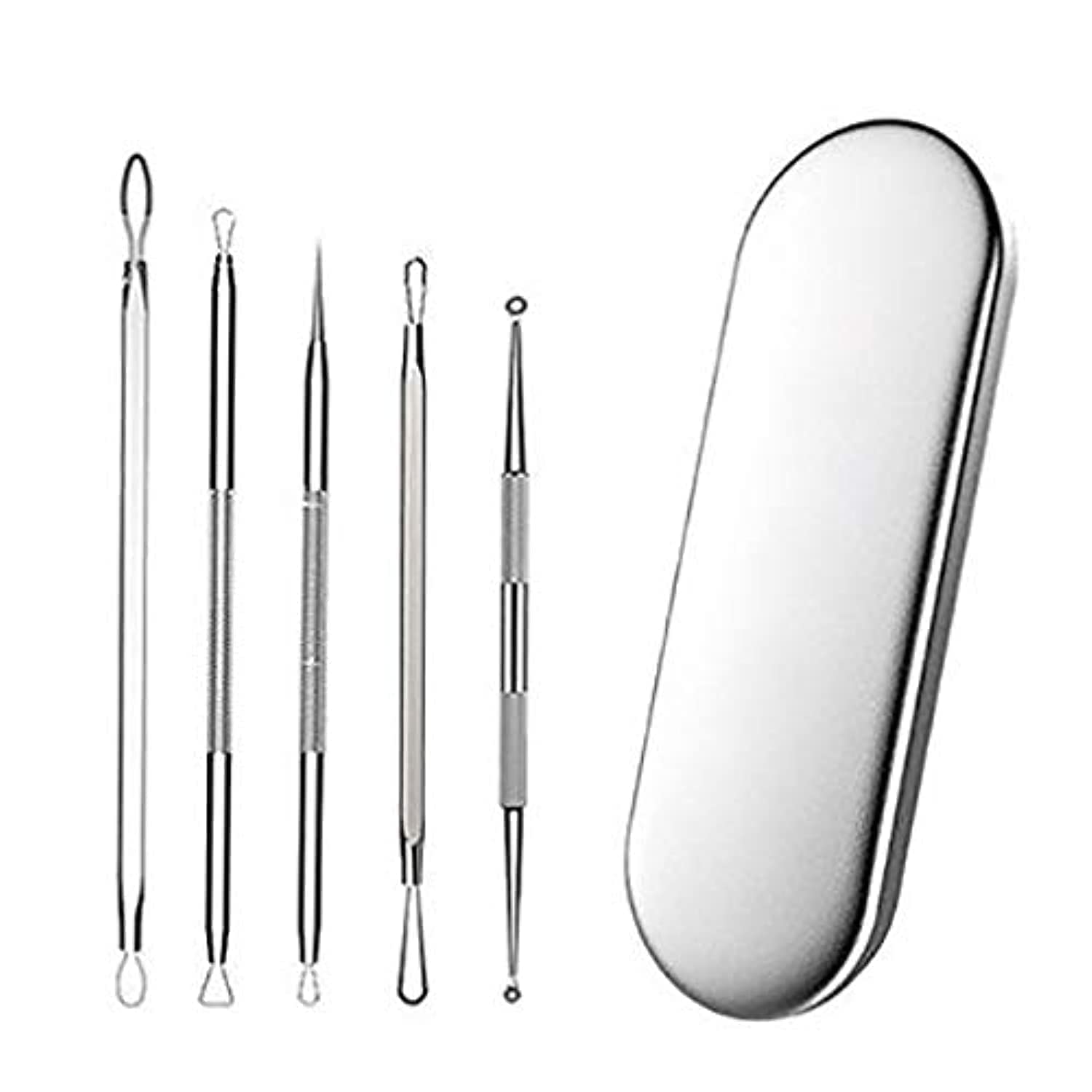 SCIENISH 5pcs Stainless Steel Remover Blackhead Comedone Acne Pimple Belmish Extractor,Vacuum Blackhead Remover,Acne/blackhead Extractor Tool,Spoon for Face Blemish Acne Pimple Extractor