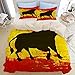 AMIGGOO Bedding Juego de Funda de Edredón,Beige,Toro español sobre una Bandera de...
