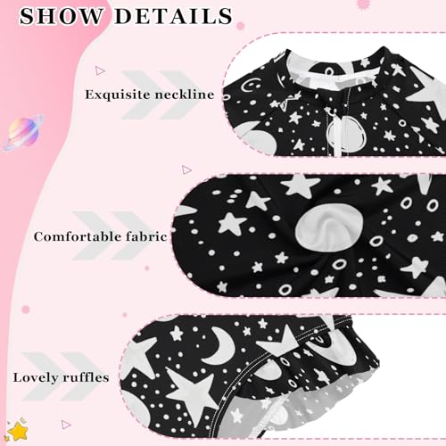 ALAZA Toddler Swimsuit Girl Bathing Suit Swimwear Rash Guard Moon Stars Long Sleeve 3T4
