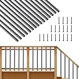 Rengue Aluminum Deck Railing, 101 Pack Staircase Balusters with Screws, 26' Metal Deck Spindles, Stylish Black Deck Railing for Outdoor, Indoor Stair Deck Porch Railing